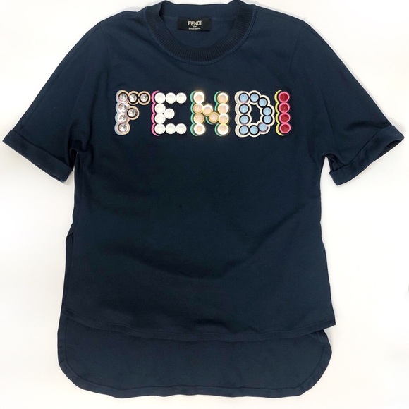SOLD Authentic Fendi Studded Logo T Shirt - Picture 5 of 7